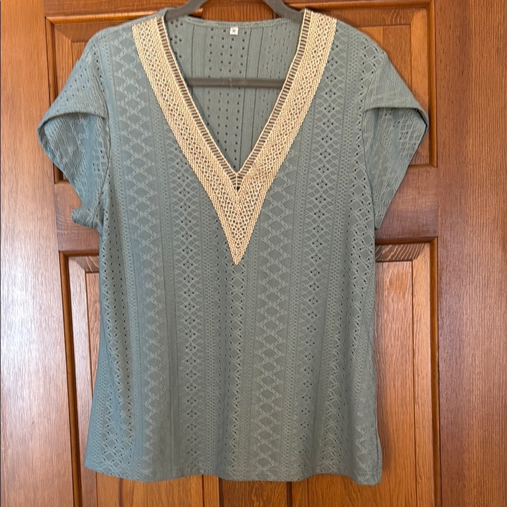 Mint Green and Cream Blouse with Modern Flair